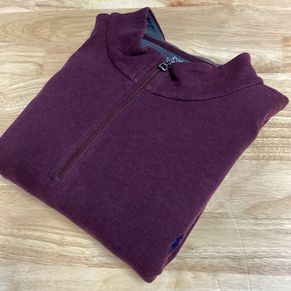 Mens Polo Ralph Lauren Big And Tall 1/4 Zip Cotton Pullover- 4XLT- Maroon